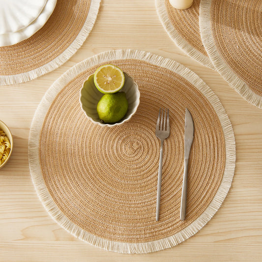 4pcs Eco Woven Fringe Round Placemats