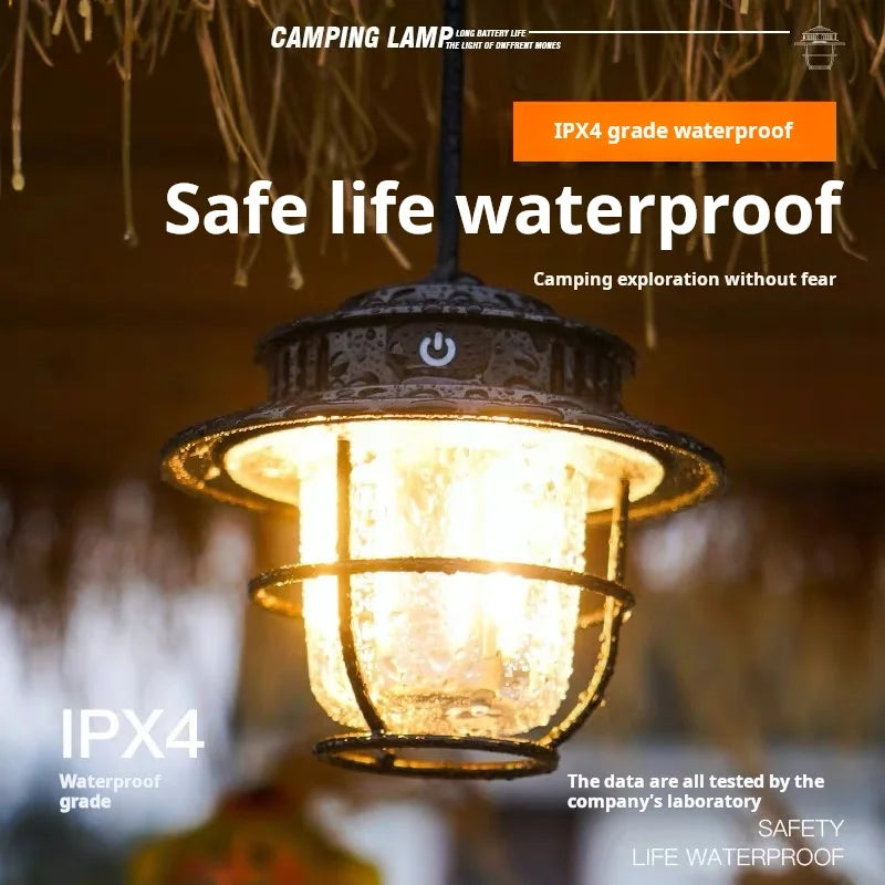 Retro LED Camping Lantern – Rechargeable & Waterproof