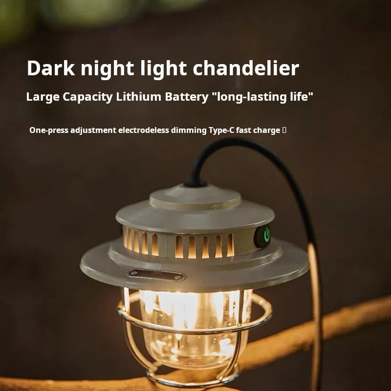 Retro LED Camping Lantern – Rechargeable & Waterproof