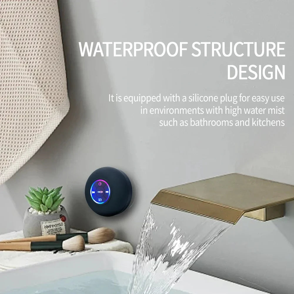Waterproof Bluetooth Speaker with Suction Cup – Shower & Outdoor Use