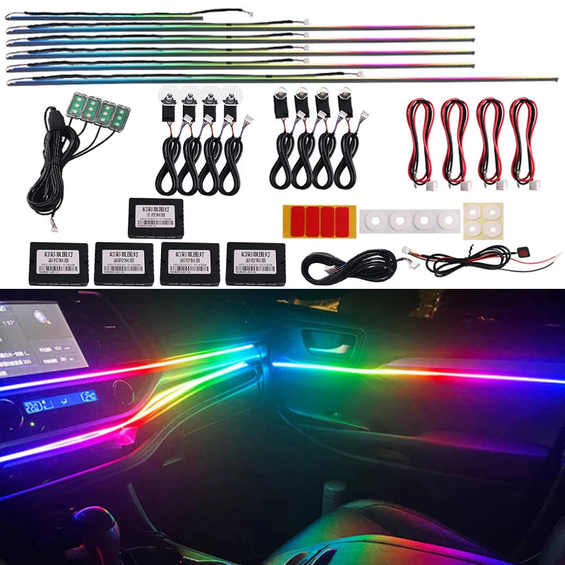 RGB Fiber Optic Car Ambient Light Kit | 6–22 in 1 DIY Set